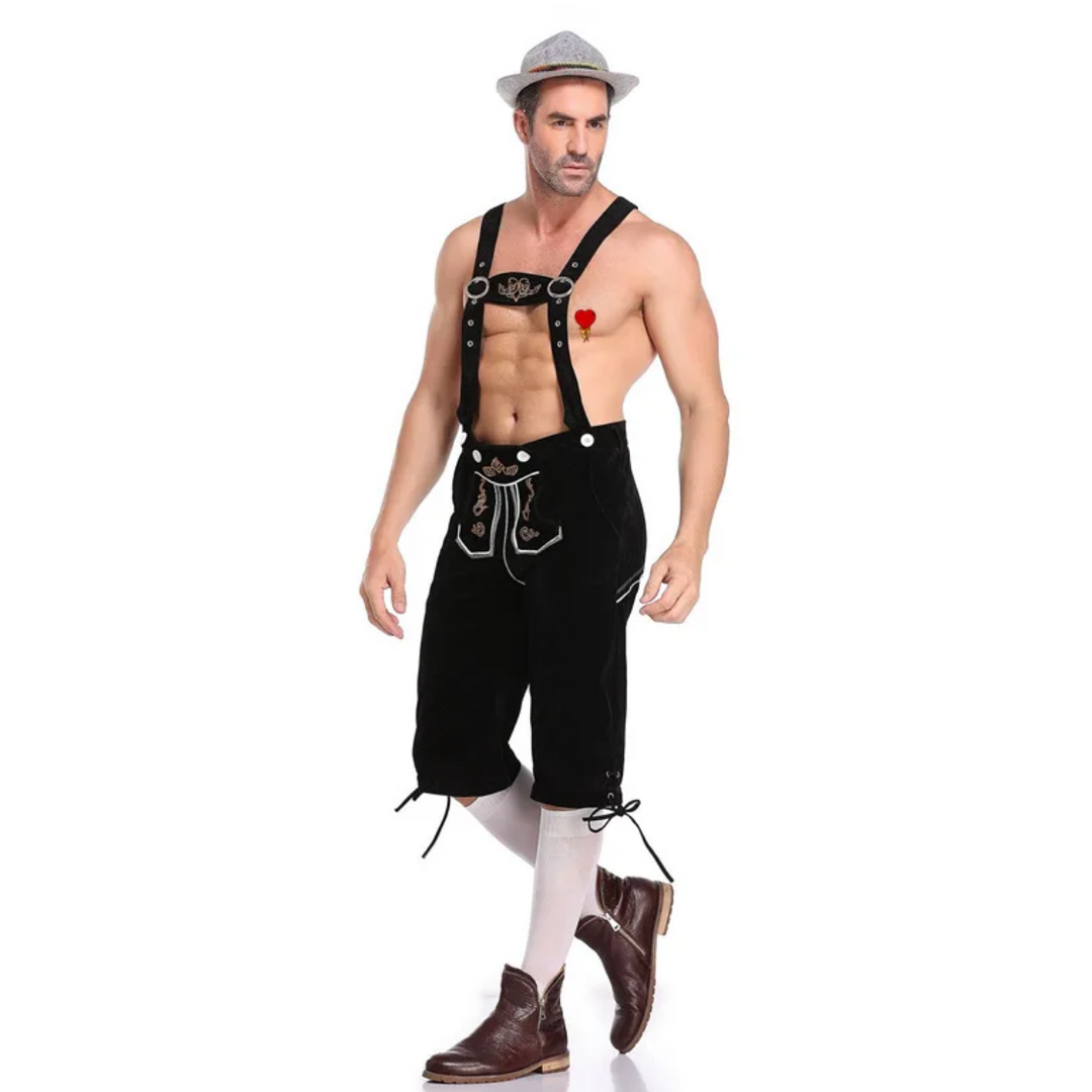 LederKr - Lederhosen voor Heren met Borduursels en Overhemd - Oktoberfest