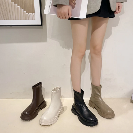 Zenitha - Dames Chelsea Boots Hoog met Zware Zool