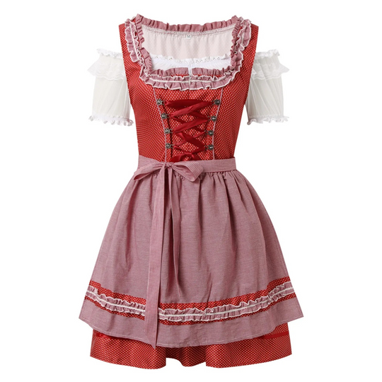 Dirnire - Dirndl Dames Oktoberfest Outfit met Borduurwerk en Strikband