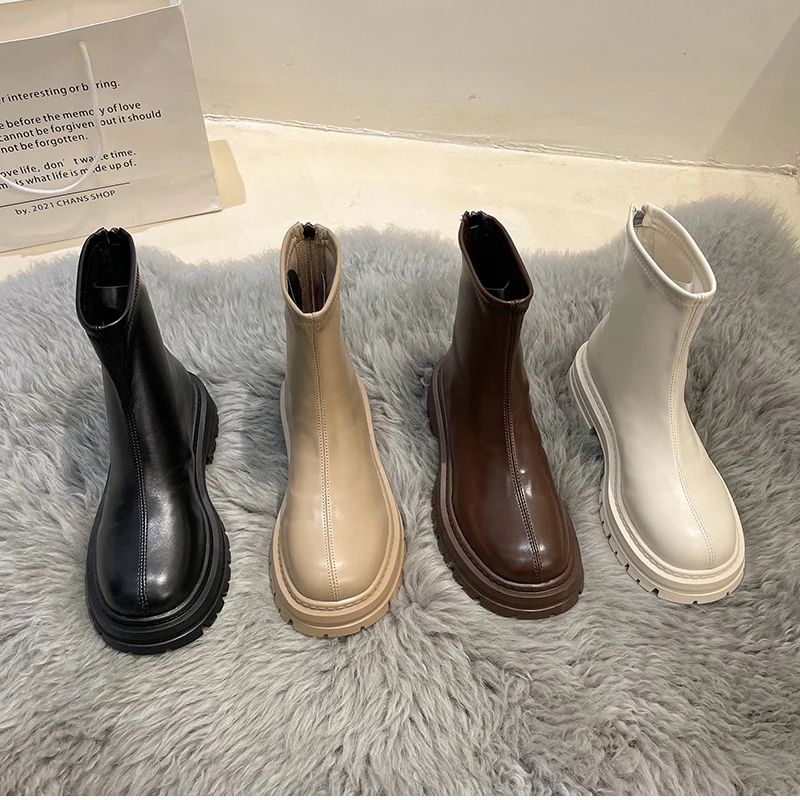 Zenitha - Dames Chelsea Boots Hoog met Zware Zool