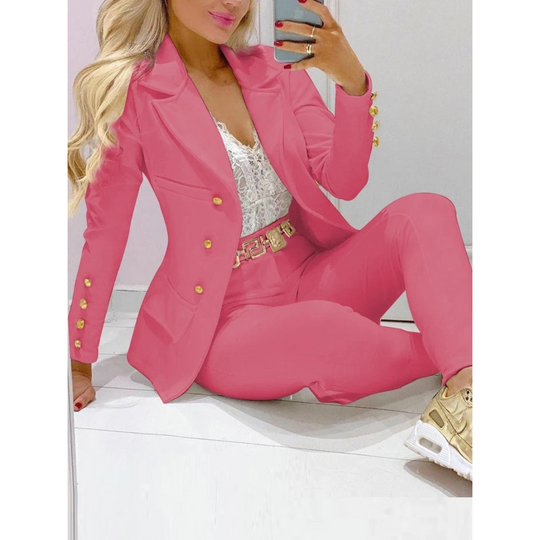 MODA Kapkraag Double Breasted blazer en broek set