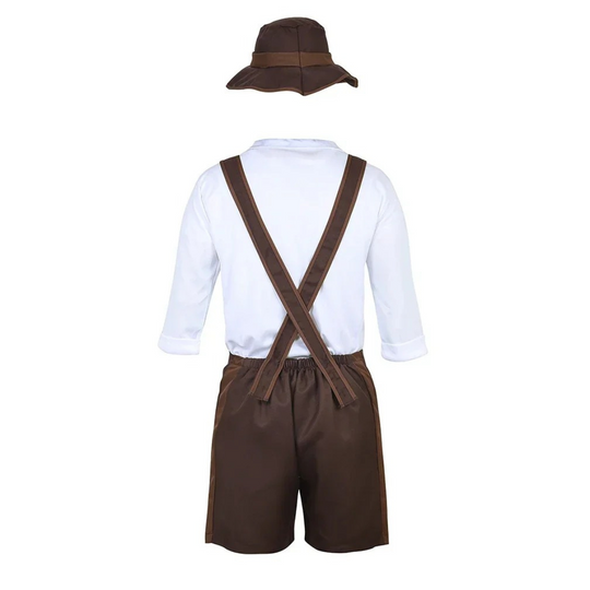 BergJos - Heren Lederhosen Set met Korte Broek en Overhemd - Oktoberfest