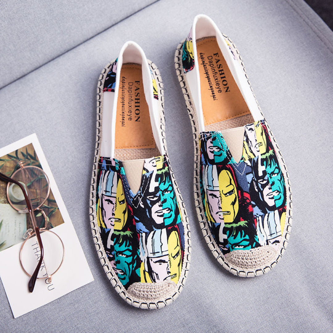 MODA ademende canvas espadrilles met grafische print