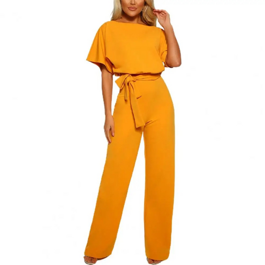 MODA elegante blauwe strakke taille jumpsuit