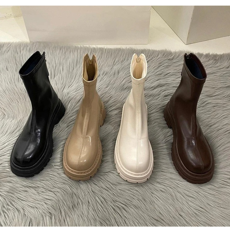 Zenitha - Dames Chelsea Boots Hoog met Zware Zool