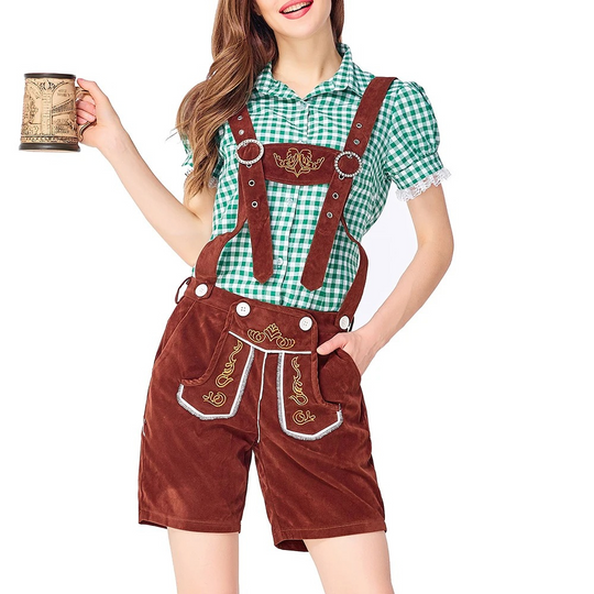 Zirnora - Dirndl Dames Set met Lederhosen en Blouse voor Oktoberfest