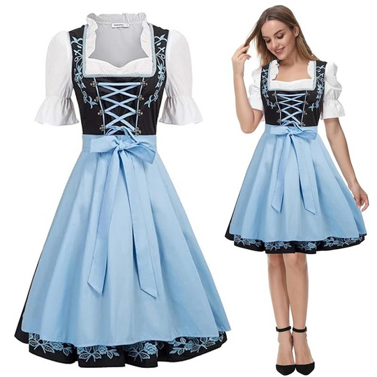 Birnire - Dirndl Dames Jurk met Korte Mouwen en Elegante Details