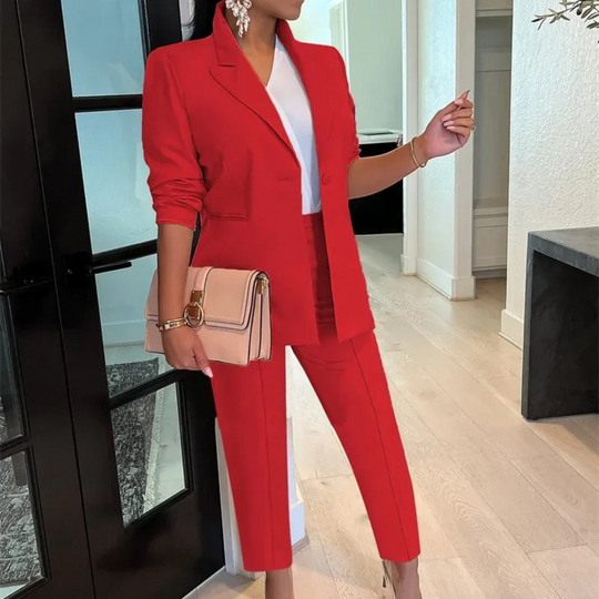 MODA kleur bijpassende kantoor stijl blazer en broek set