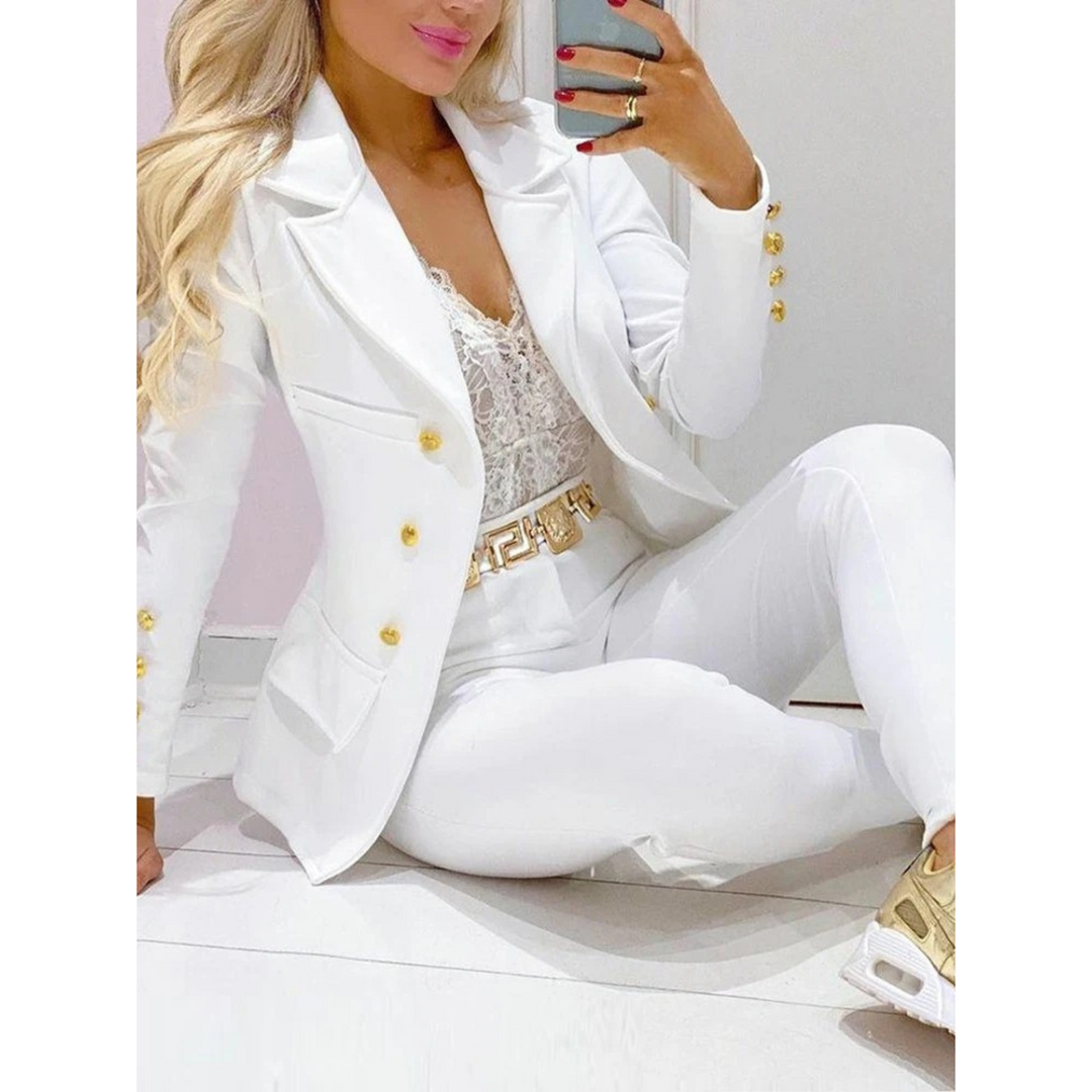 MODA Kapkraag Double Breasted blazer en broek set