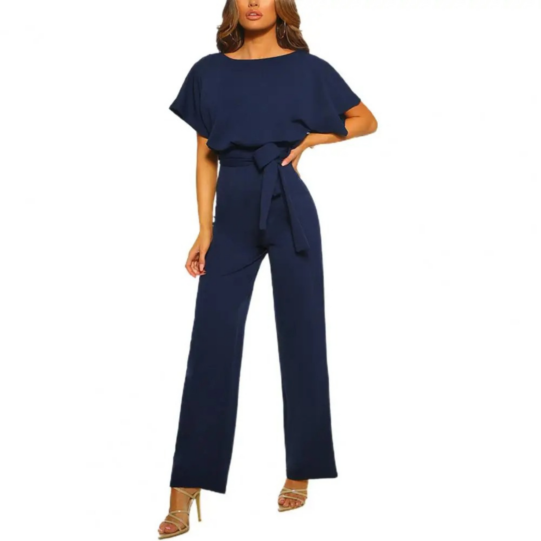 MODA elegante blauwe strakke taille jumpsuit