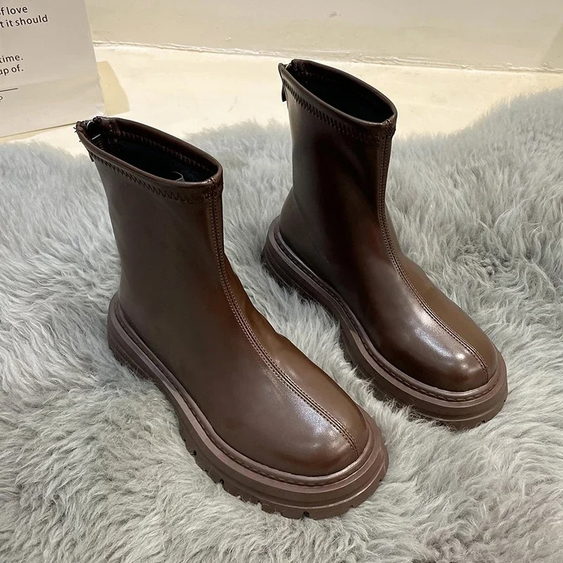 Zenitha - Dames Chelsea Boots Hoog met Zware Zool