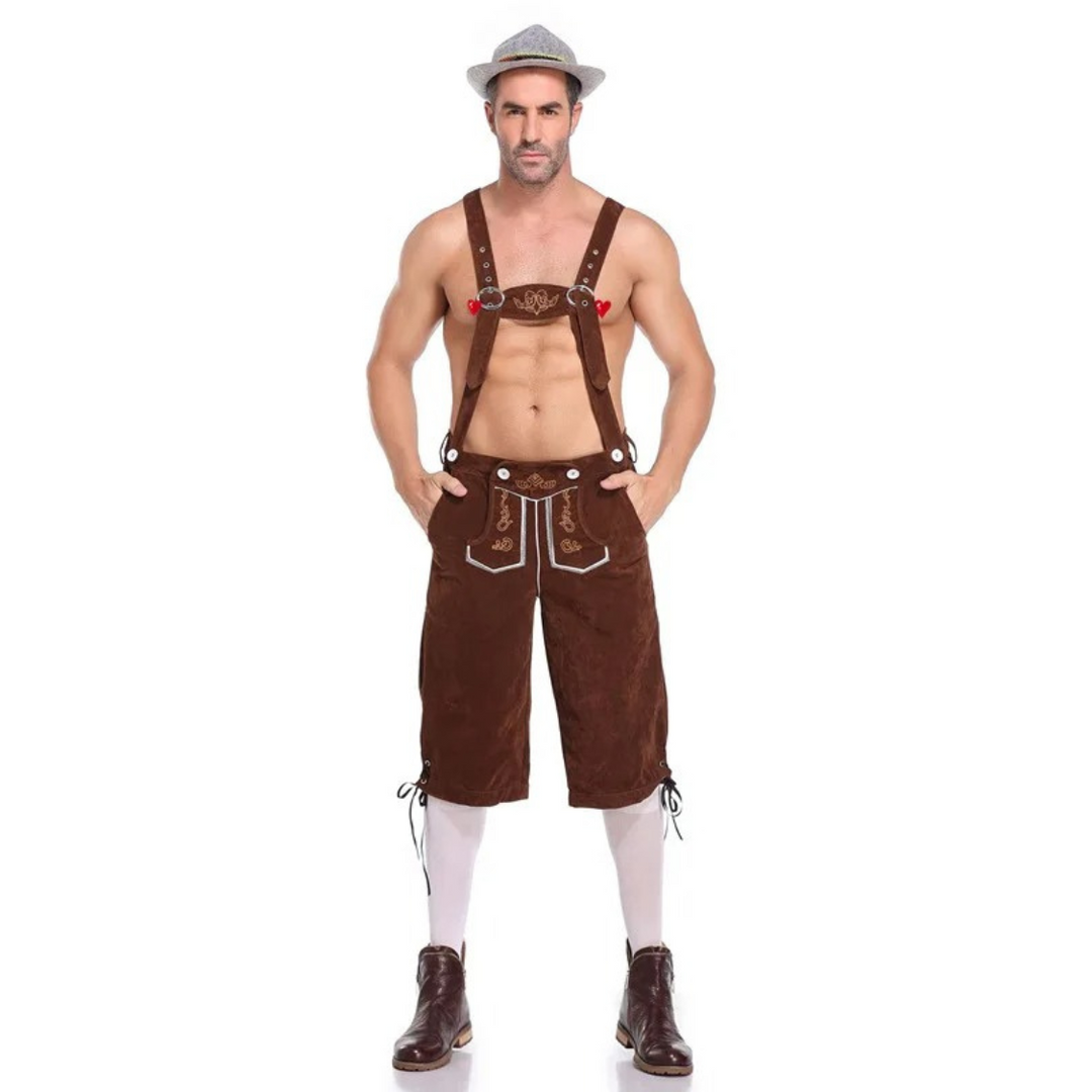 LederKr - Lederhosen voor Heren met Borduursels en Overhemd - Oktoberfest