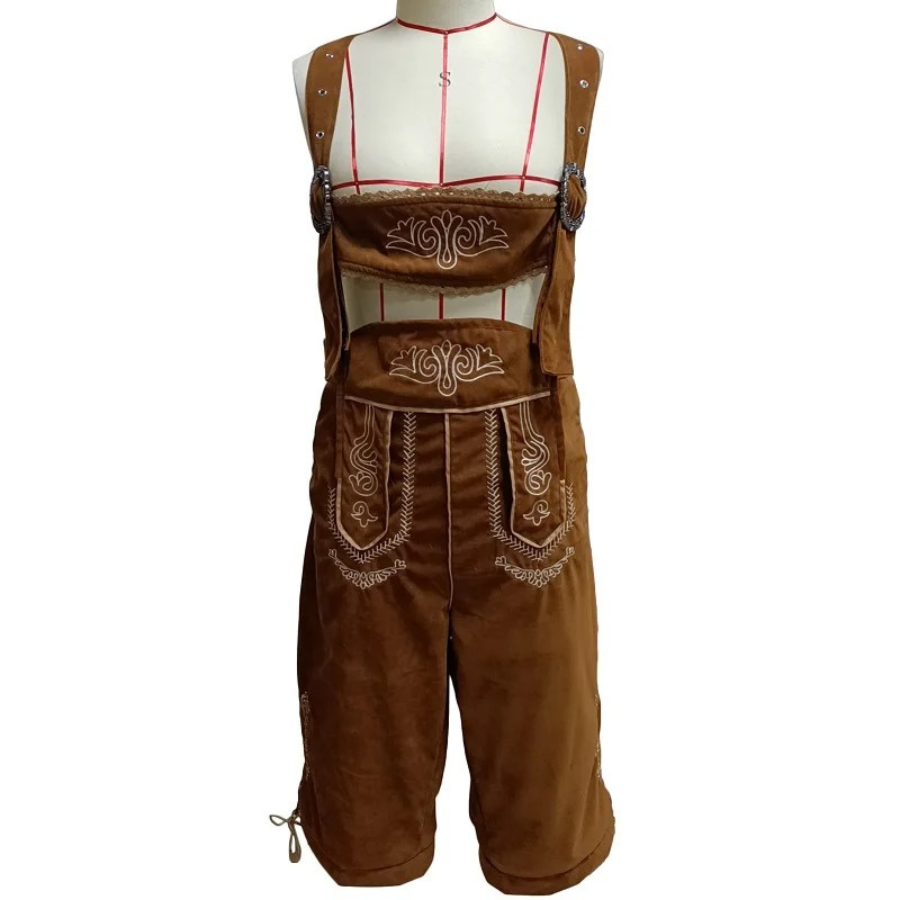 HoogMan - Heren Lederhosen Set met Borduursels en Bretels - Oktoberfest Outfit