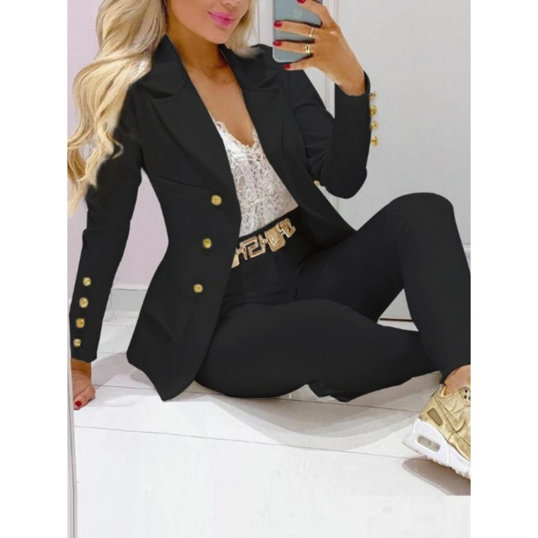 MODA Kapkraag Double Breasted blazer en broek set