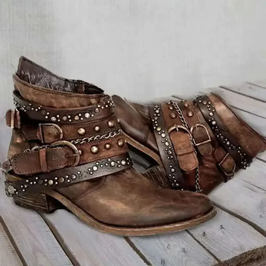 Gloeit - Enkelboots met Gespriempjes & Studs - Cowboy Laarzen Dames