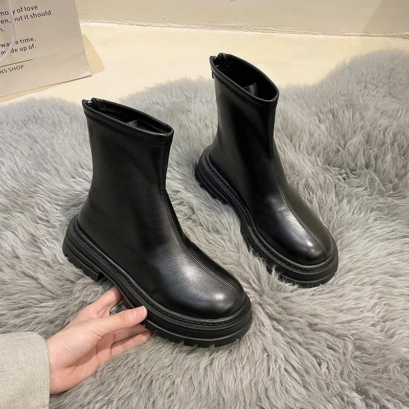 Zenitha - Dames Chelsea Boots Hoog met Zware Zool