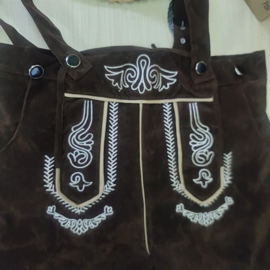 HoogMan - Heren Lederhosen Set met Borduursels en Bretels - Oktoberfest Outfit