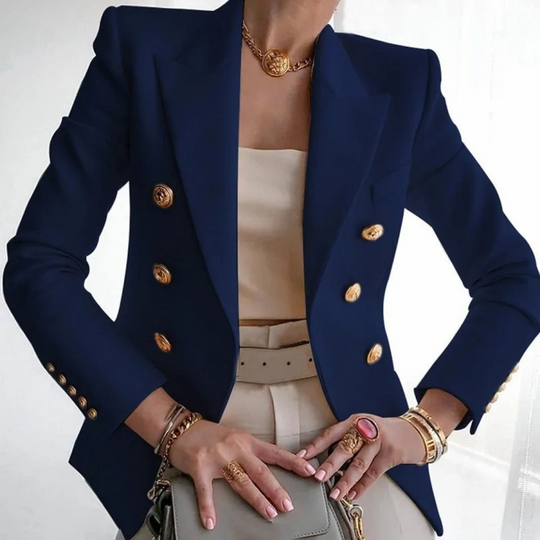 MODA dubbelzijdige knopen, zwarte dames blazer