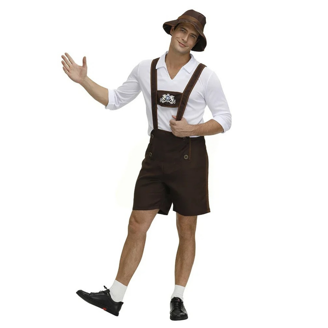 BergJos - Heren Lederhosen Set met Korte Broek en Overhemd - Oktoberfest