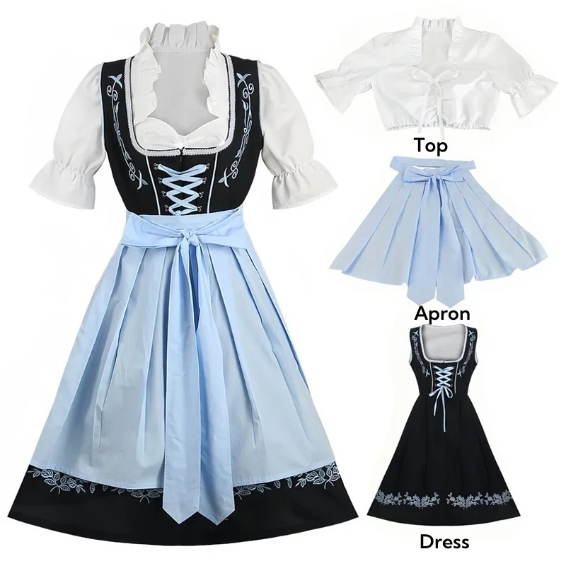 Birnire - Dirndl Dames Jurk met Korte Mouwen en Elegante Details