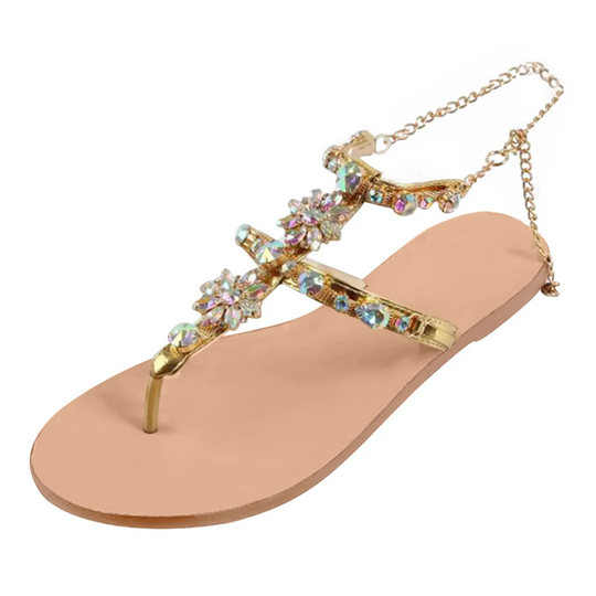 MODA bling strass versierd platte zool bohemian teensandalen