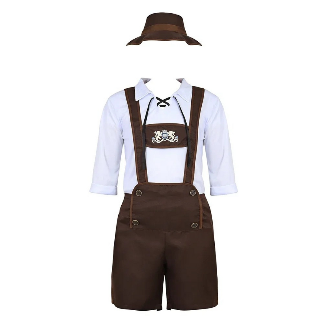 BergJos - Heren Lederhosen Set met Korte Broek en Overhemd - Oktoberfest