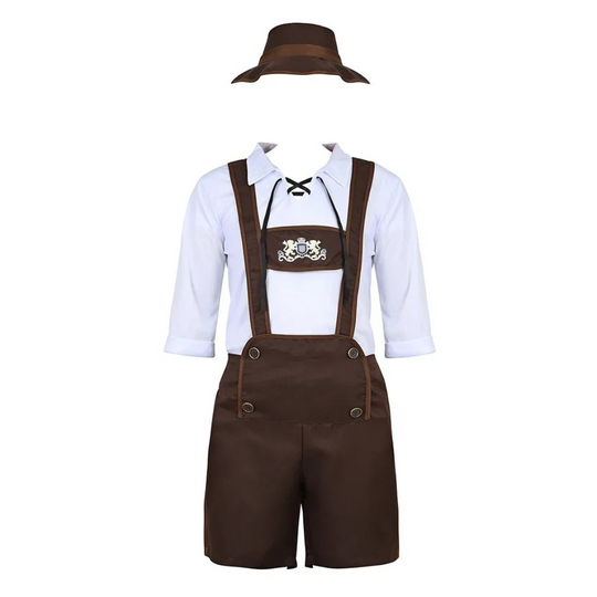 BergJos - Heren Lederhosen Set met Korte Broek en Overhemd - Oktoberfest