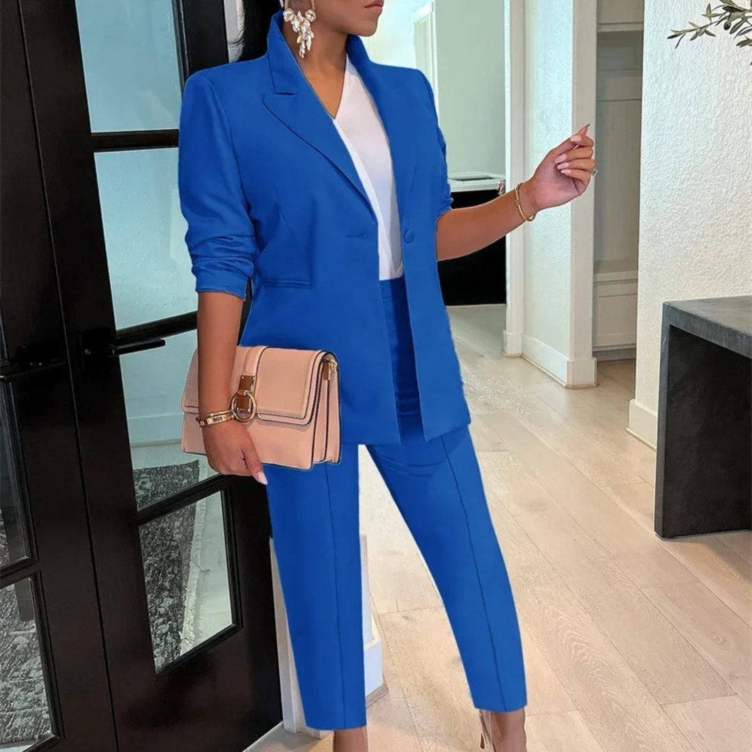 MODA kleur bijpassende kantoor stijl blazer en broek set