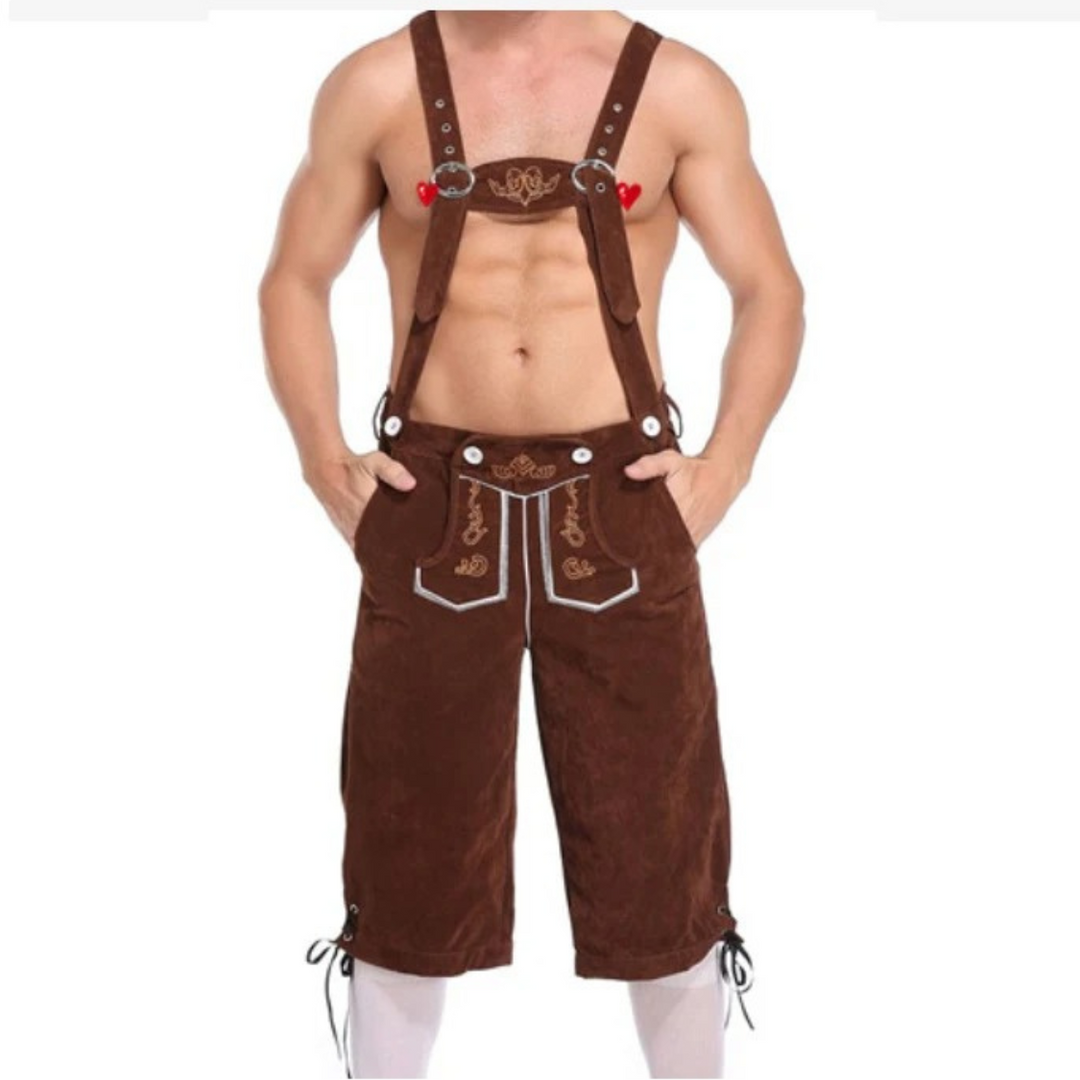 LederKr - Lederhosen voor Heren met Borduursels en Overhemd - Oktoberfest