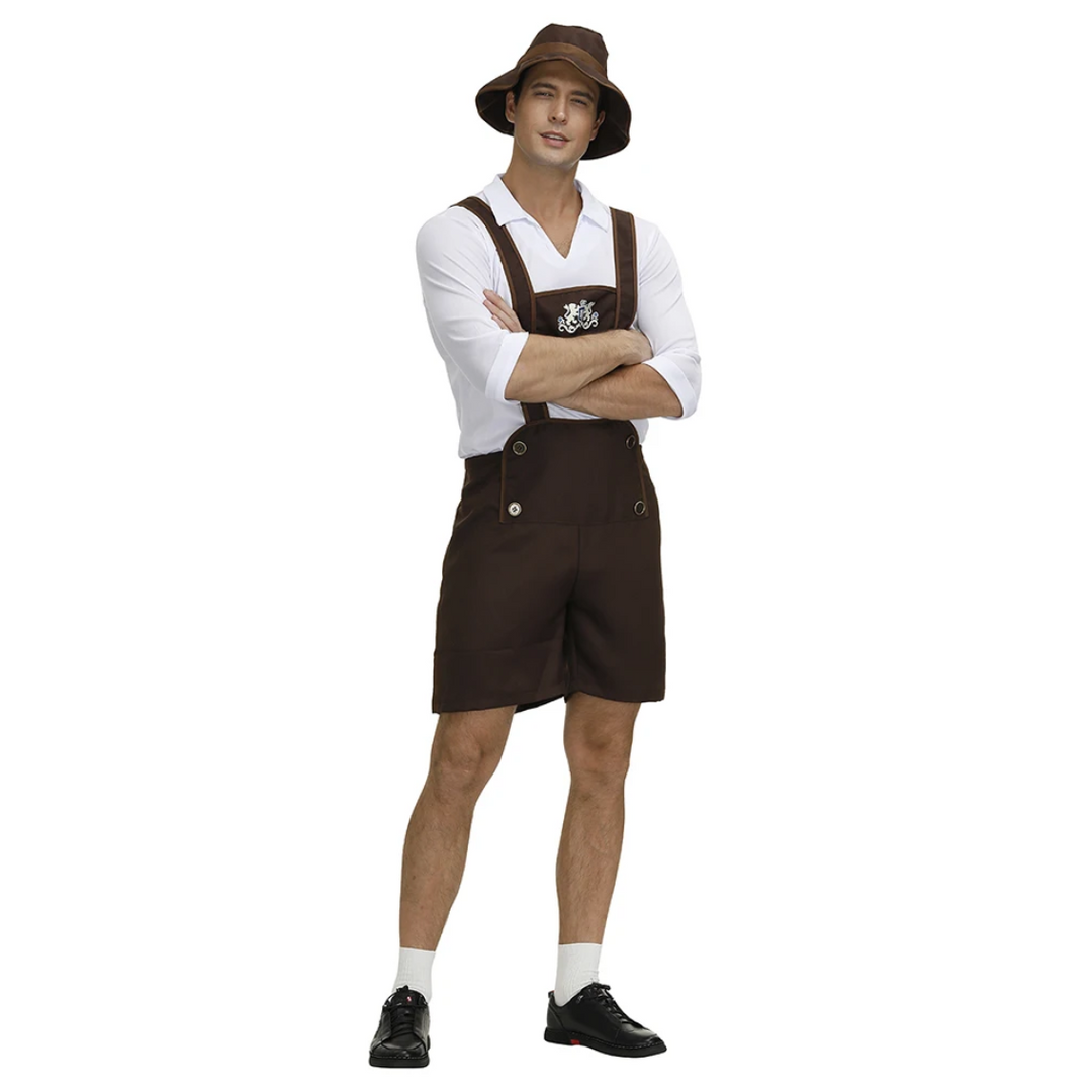 BergJos - Heren Lederhosen Set met Korte Broek en Overhemd - Oktoberfest