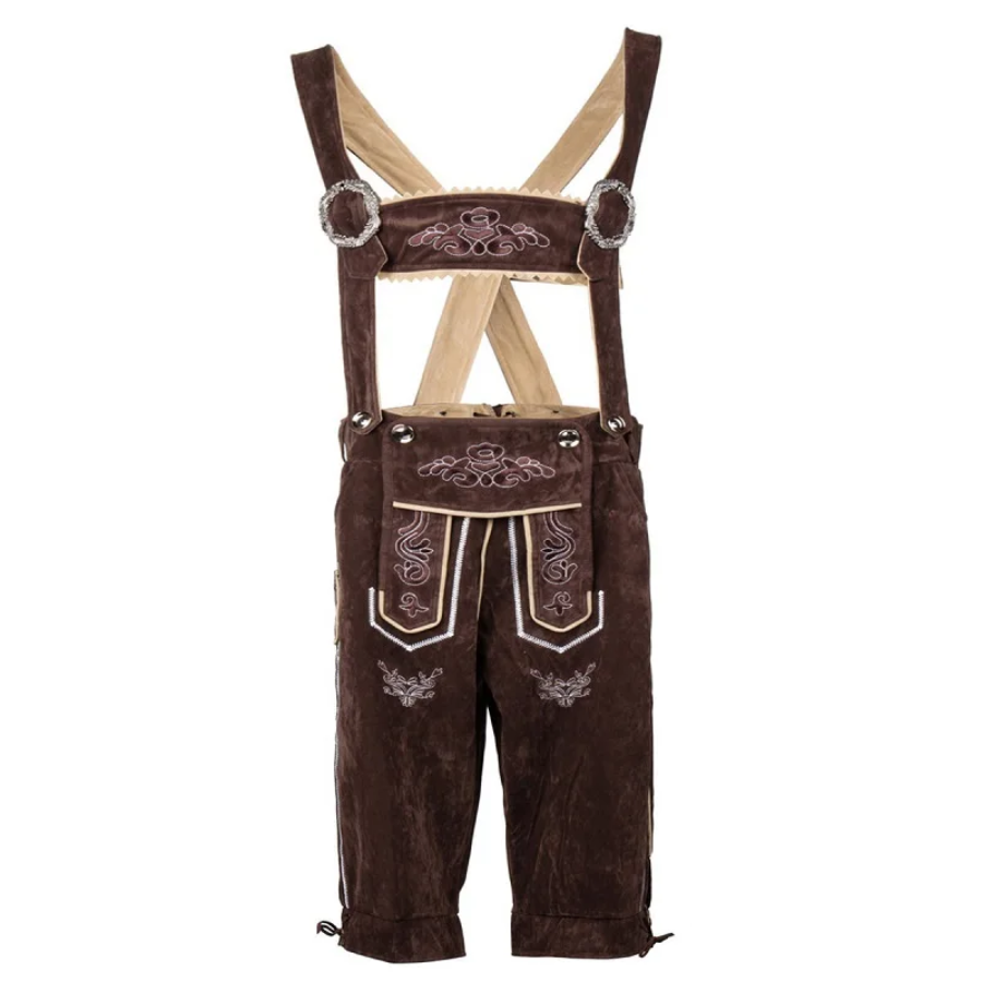 HoogMan - Heren Lederhosen Set met Borduursels en Bretels - Oktoberfest Outfit