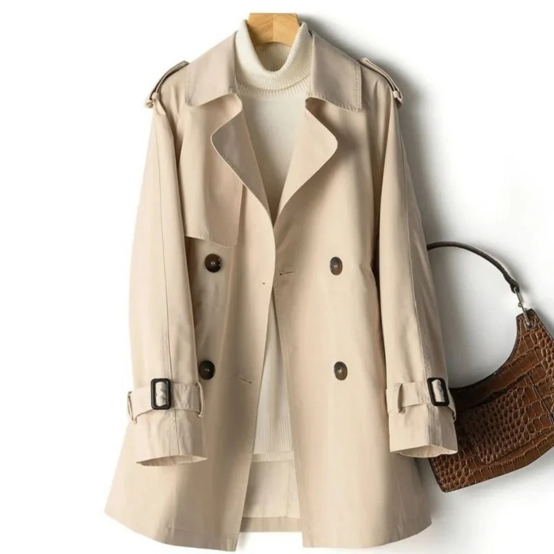 Beige lange trenchcoat voor dames