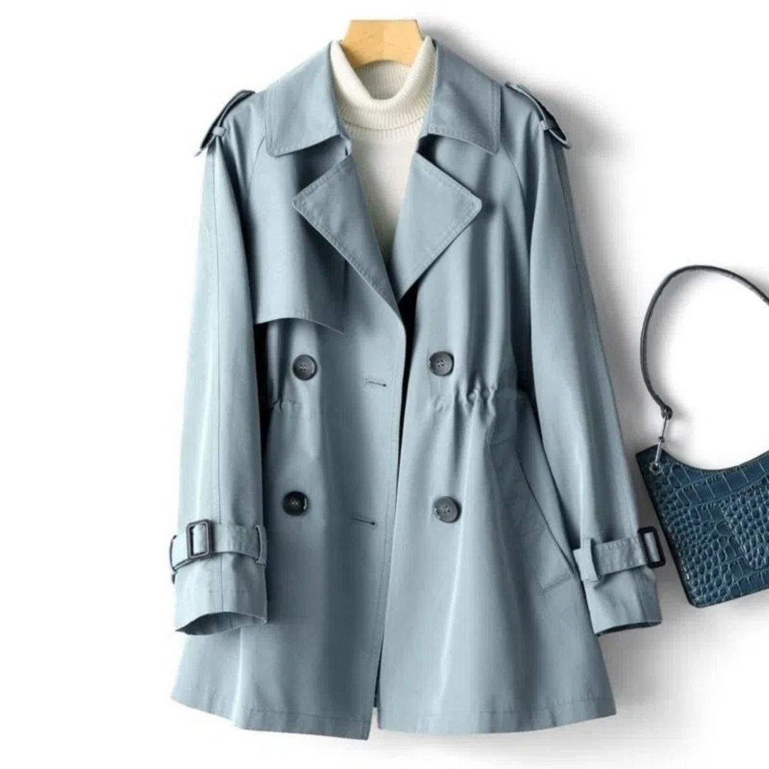 Blauwe lange trenchcoat voor dames