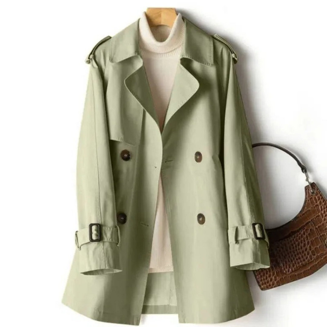 Groene lange trenchcoat voor dames