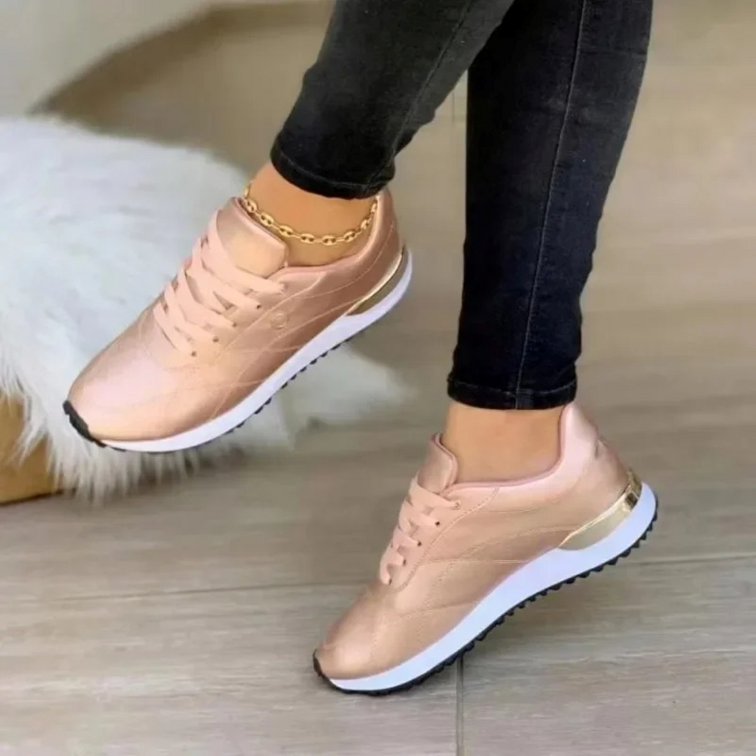 Rosé goud lederen sneakers voor dames