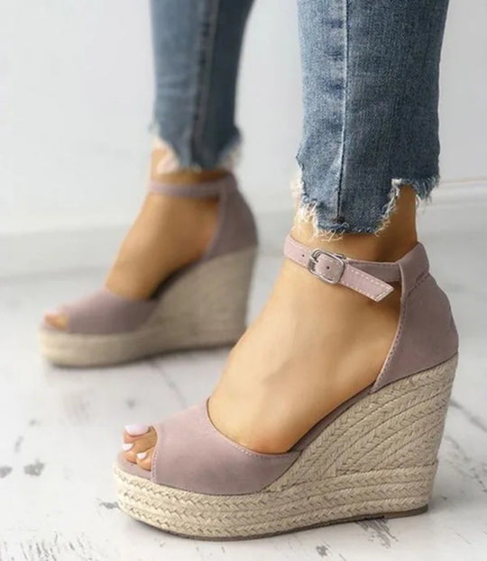 MODA Enkelbandje Hoge Hak touw stof espadrilles