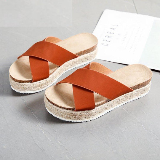 MODA pailletten kruisband platte zool orthopedische slippers