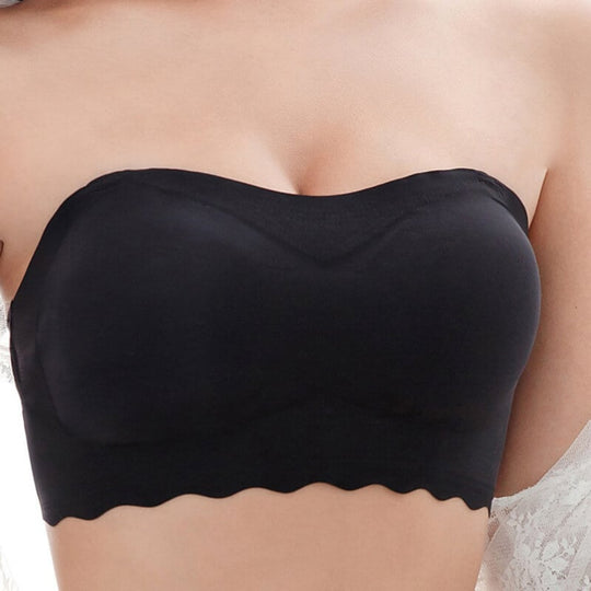 Zwarte push up strapless bh zonder beugel