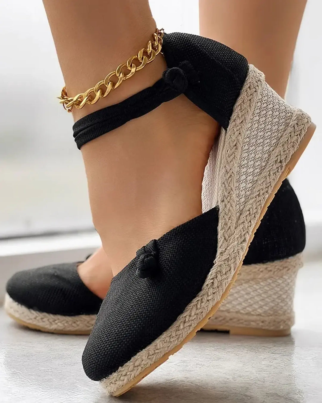 MODA gevlochten knoop espadrilles met enkelbandje