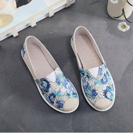 MODA vintage boheemse canvas espadrilles met bloemenprint